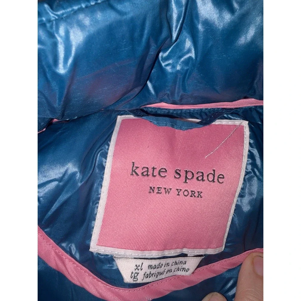 Kate Spade Packable Down Women's Puffer Jacket Xl Blue EUC